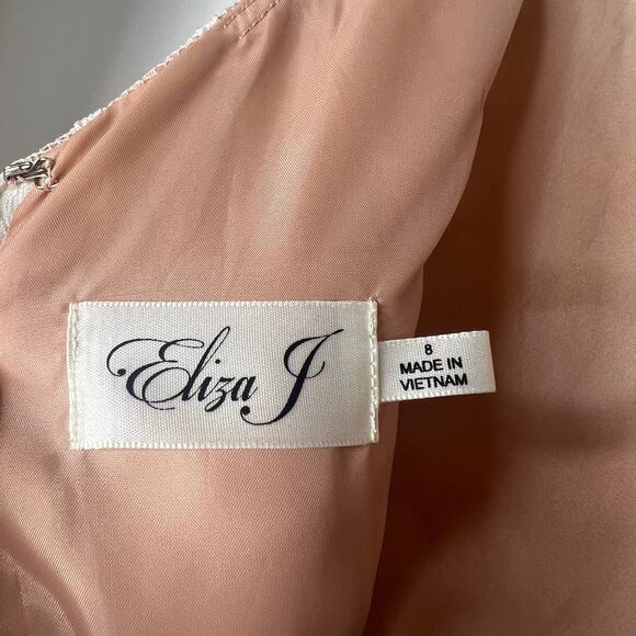 Eliza J Cream White Lace Lattice A-Line Dress Size 8 - Picture 6 of 8